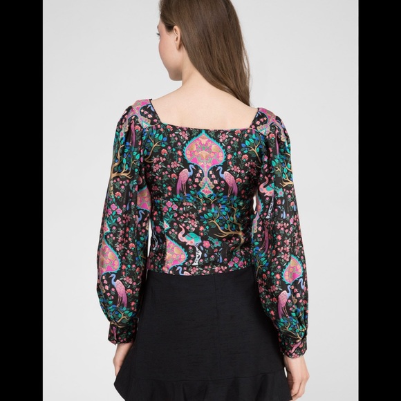 Sandro Ivea Silk Floral Top with puffy sleeves | Size Small - Picture 2 of 14